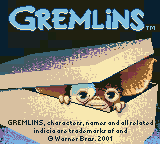 Gremlins Unleashed title screen for GameBoy Color